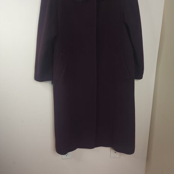 VINTAGE FORECASTER LAMBSWOOL WINE COAT WITH FOX COLLAR SIZE 16 - Picture 2 of 11